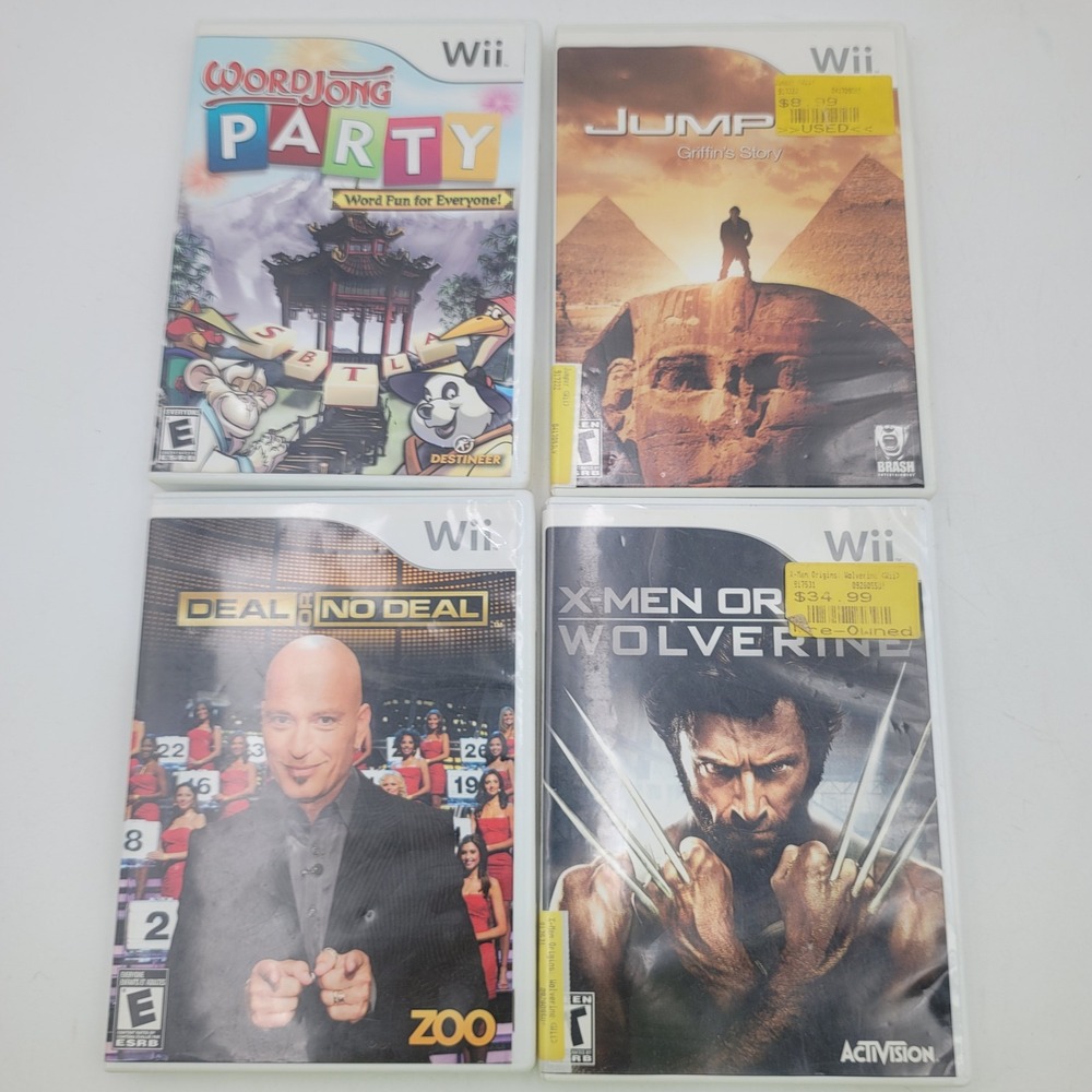 4 Nintendo Wii Game Lot X-Men Origins Wolverine Deal or No Deal Jumper WordJong